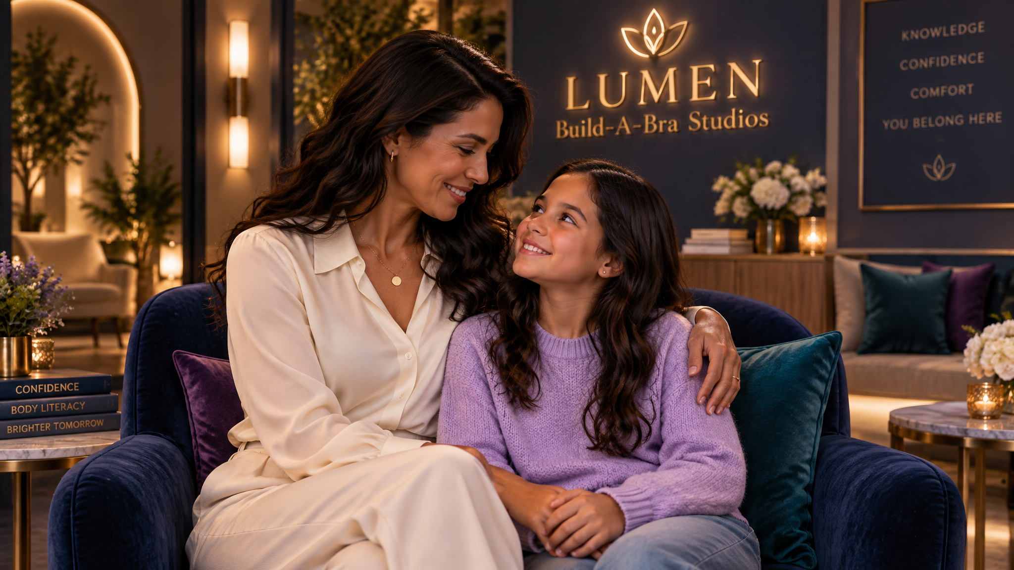 Illustrative depiction of a mother and daughter sharing a warm First Bloom Blueprint moment