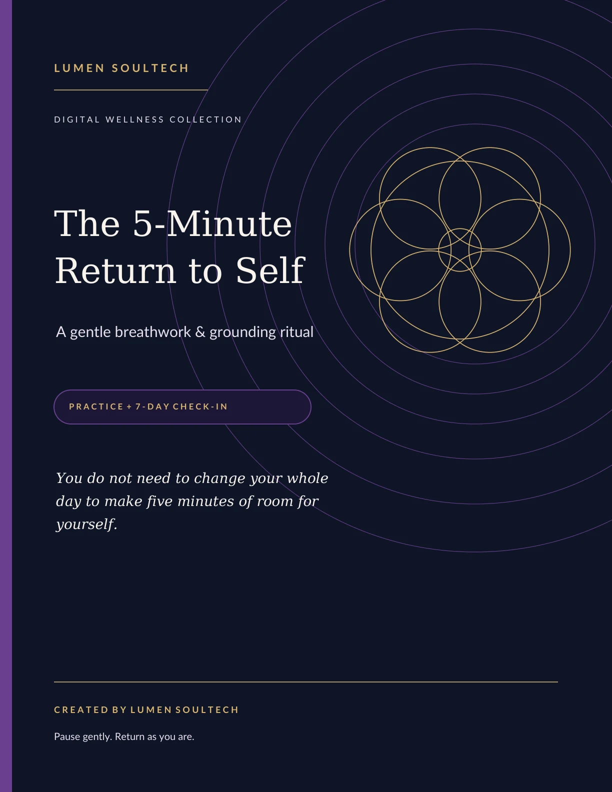 Cover of The 5-Minute Return to Self, a LUMEN SoulTech breathwork and grounding ritual